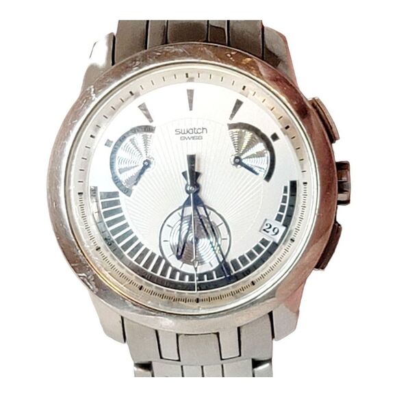 Swatch RARE Irony Retrograde Blue Signs YRS402G 2007 Mens Watch New Battery - Picture 1 of 8